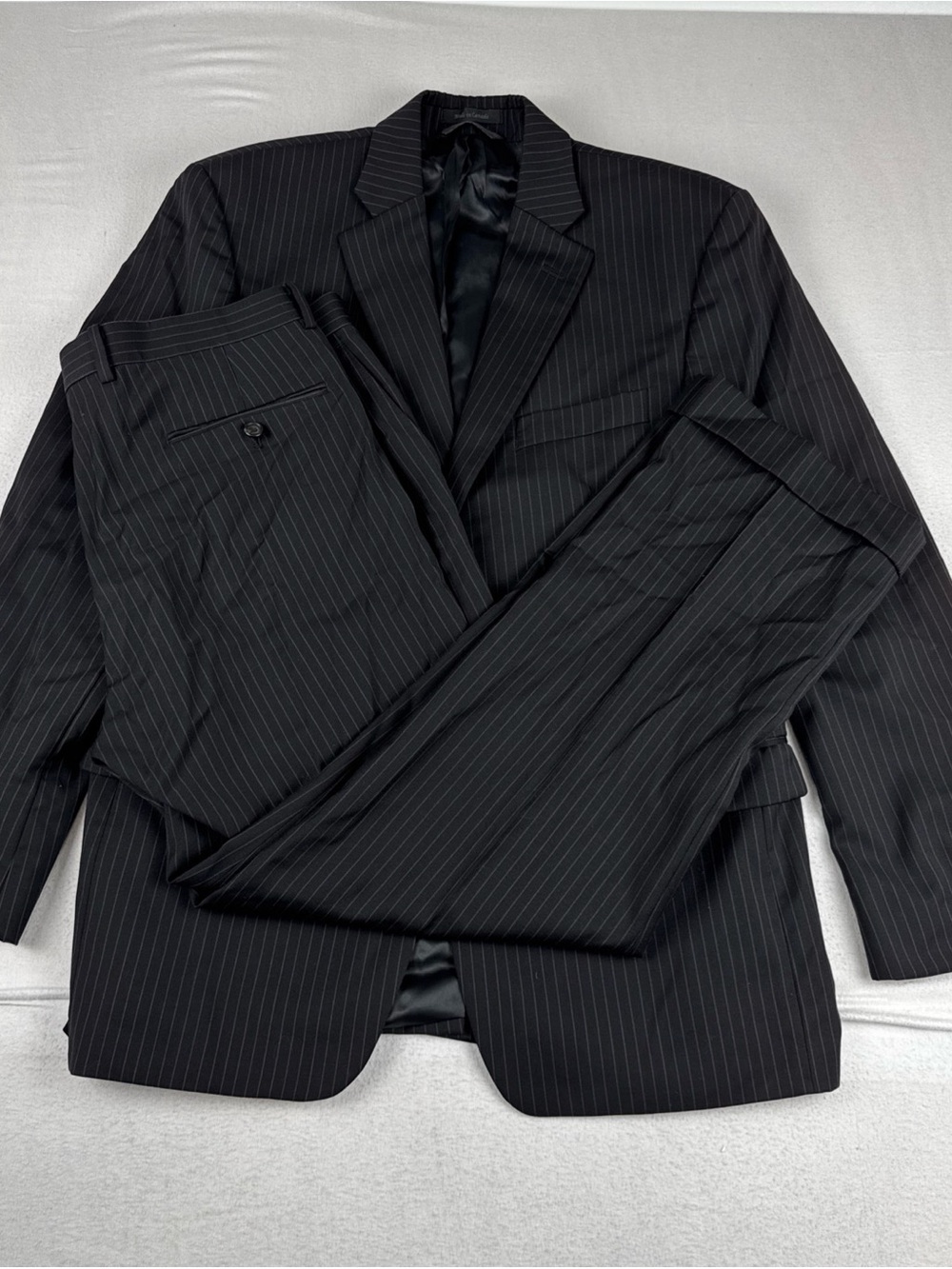 Lauren Ralph Lauren Mens Black Chalk Stripe 2 Piece Wool Suit 42R , Pants 34*30